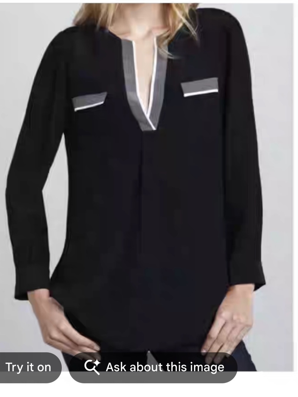 $278 Joie "Mystic" or "Margo" Popover Split V-Neck Silk Blouse black size Small